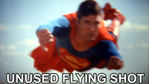 SUPERMAN III- Unused Superman rescues Ricky flying shot.